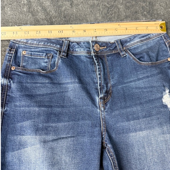 Kensie Effortless Ankle Mid Rise Distressed Blue Wash Skinny Jeans Size 6/28 - Picture 5 of 13